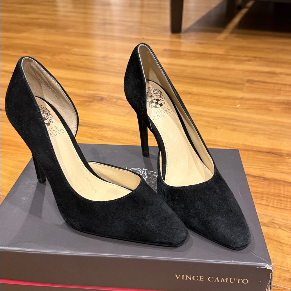 Vince Camuto Classic Black Suede Pumps